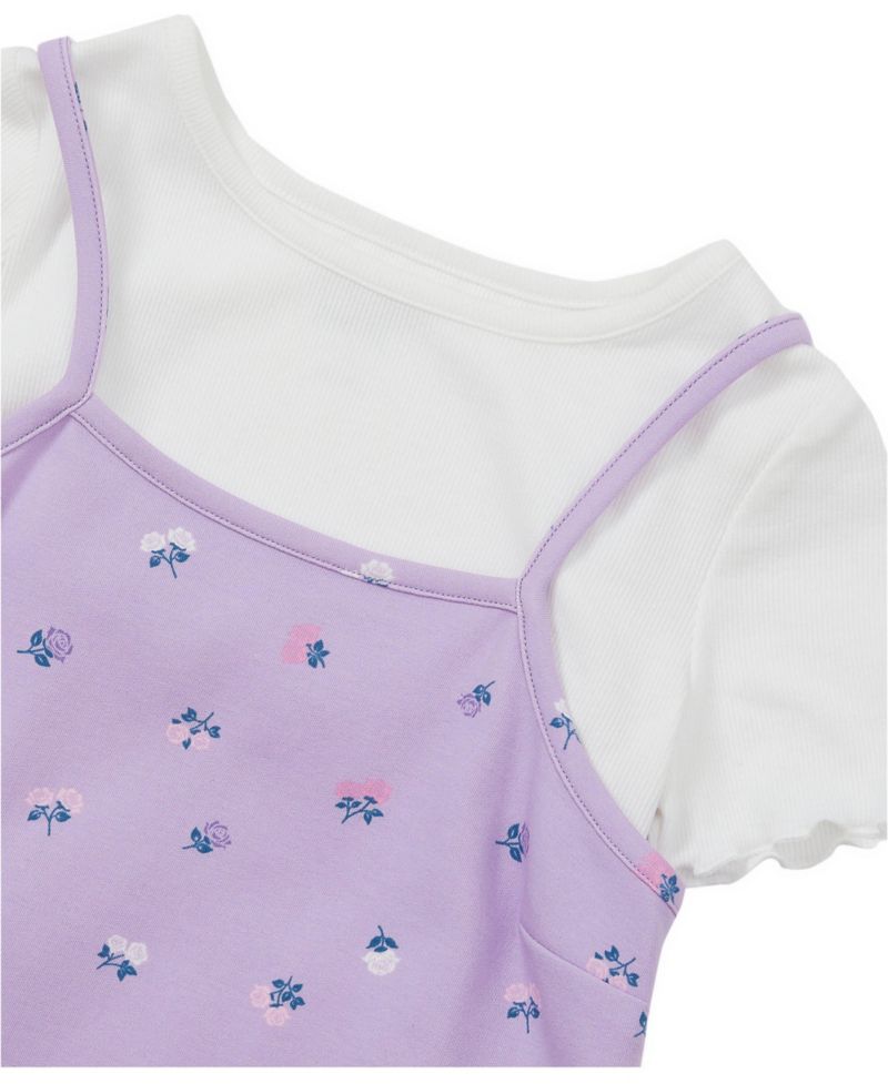 Girls Slip Dress With Ribbed Knit Tee Set
