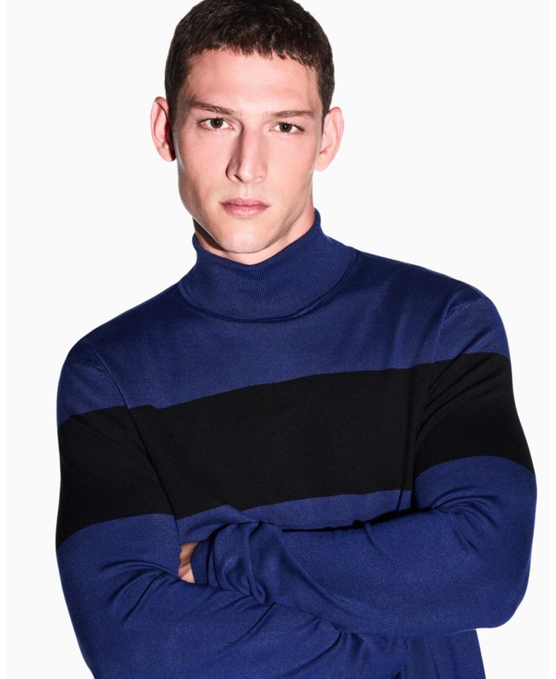 Men's Viscose Colorblock Turtleneck Sweater