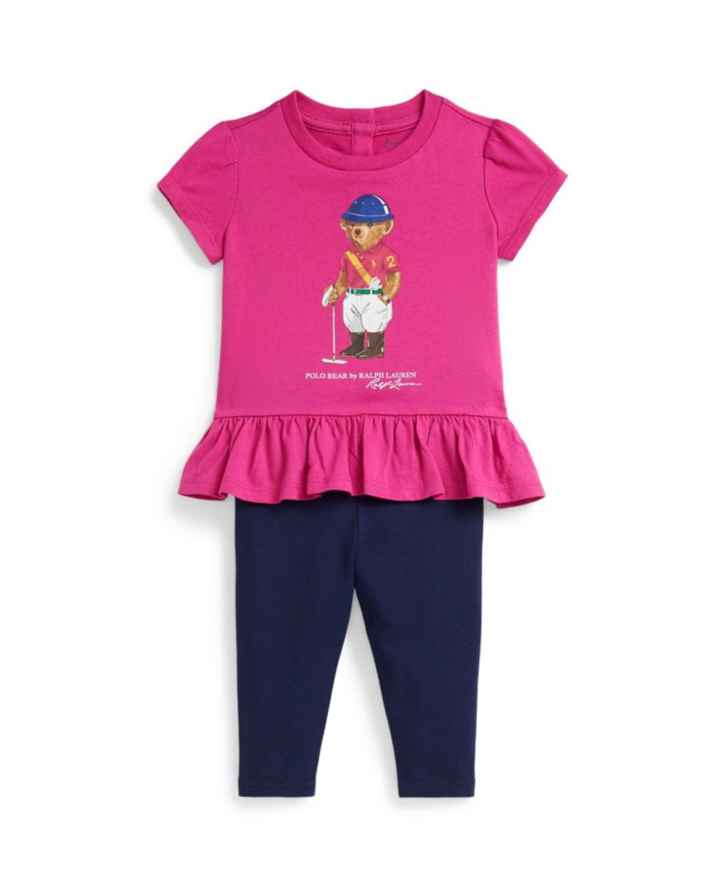 Baby Girls' Polo Bear Top and Leggings, 2-Piece Set