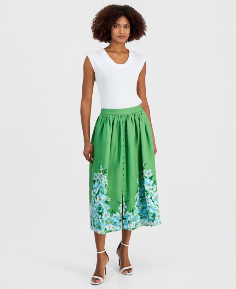 Women's Placed Floral Midi Skirt