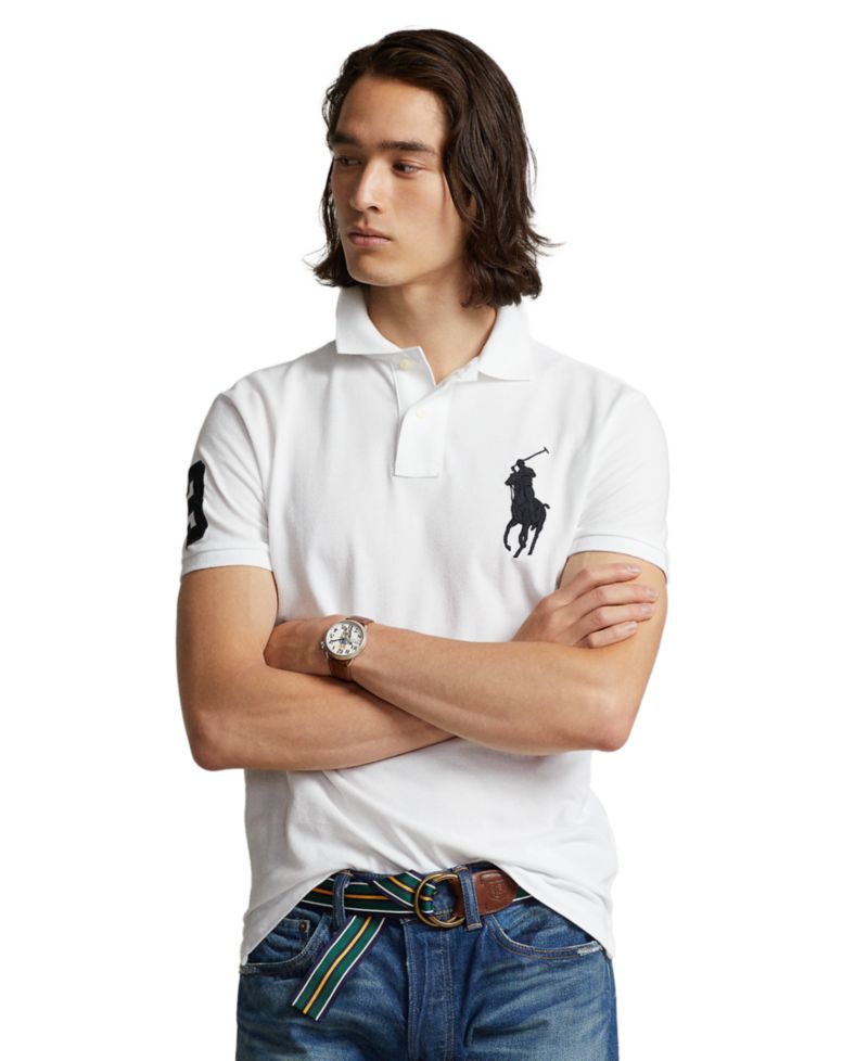 Мужская рубашка поло из сетчатой ткани Big Pony Custom Slim-Fit