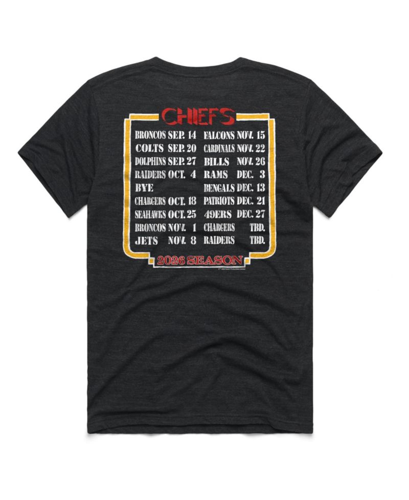 Men's Kansas City Chiefs 2026 NFL Schedule Tri-Blend Screen-Print T-Shirt