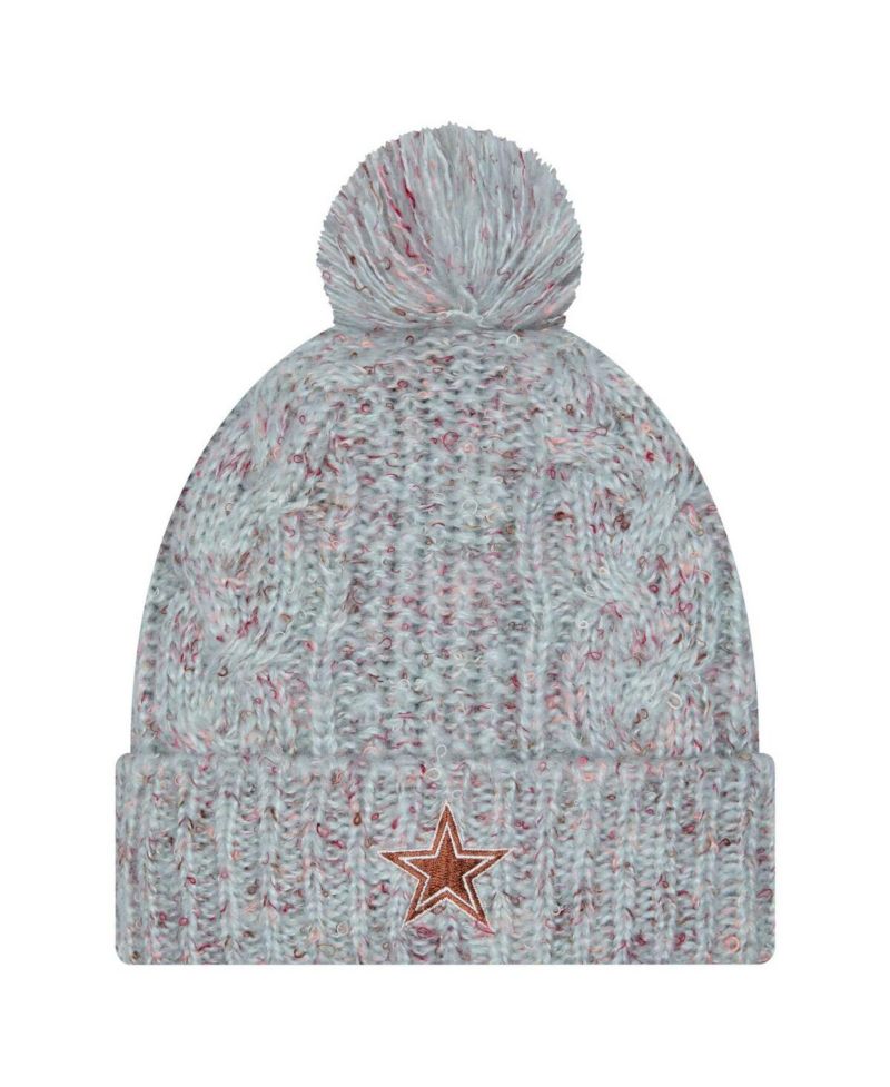 Women's Blue Dallas Cowboys Trendy Tone Cuffed Knit Hat with Pom