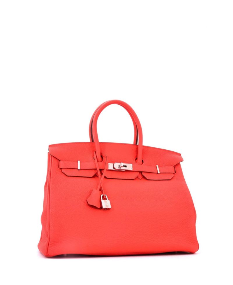 Birkin 35 Handbag Orange Togo with Palladium Hardware