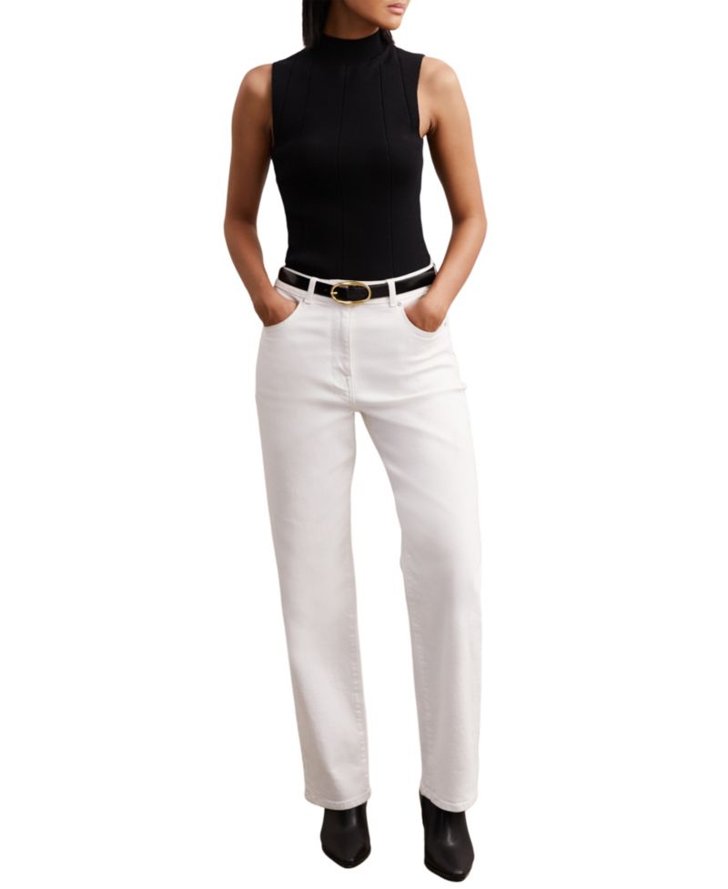 Women's Milan Mock Neck Sleeveless Ribbed Sweater