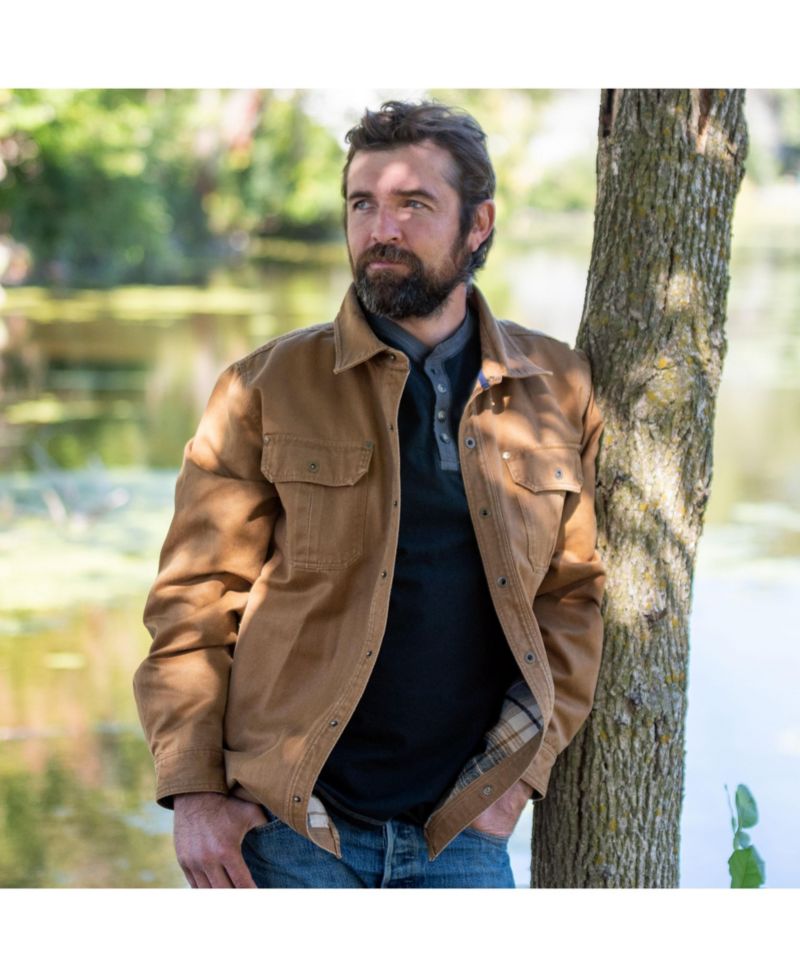 Men's Flannel Lined Water Resistant Snap Up Shirt Jacket