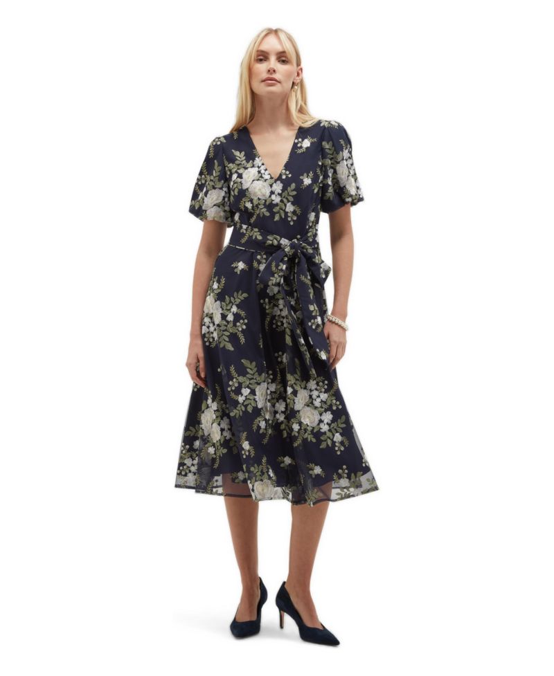 Women's Viviene Textured Tie Waist Midi Dress