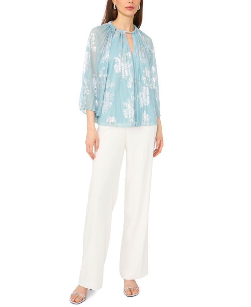 Women's 3/4-Length-Sleeve Keyhole Neck Top