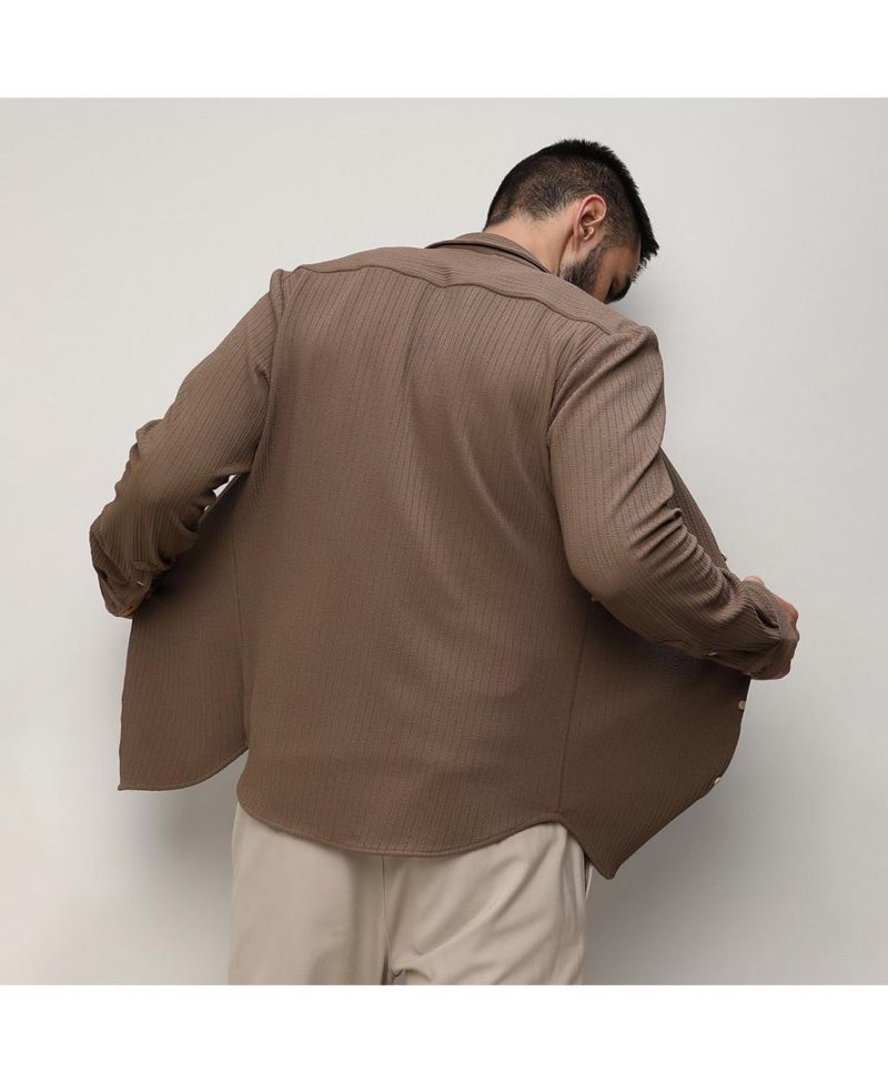 Men's Tan Brown Stripe-Creased Shirt