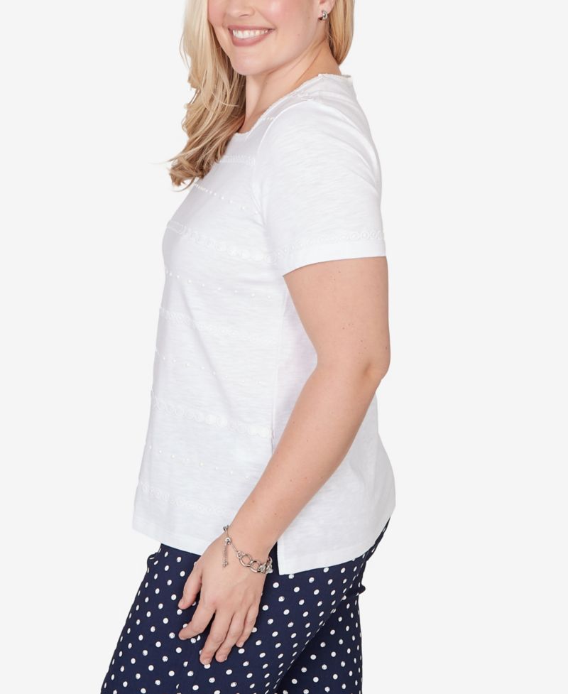 Women's Port Side Layered Dot Square Neck Top