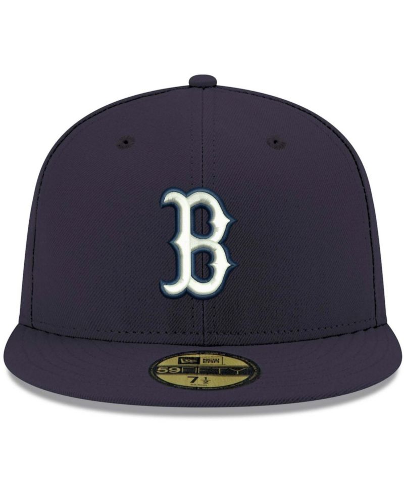 Men's Navy Boston Red Sox Logo White 59FIFTY Fitted Hat
