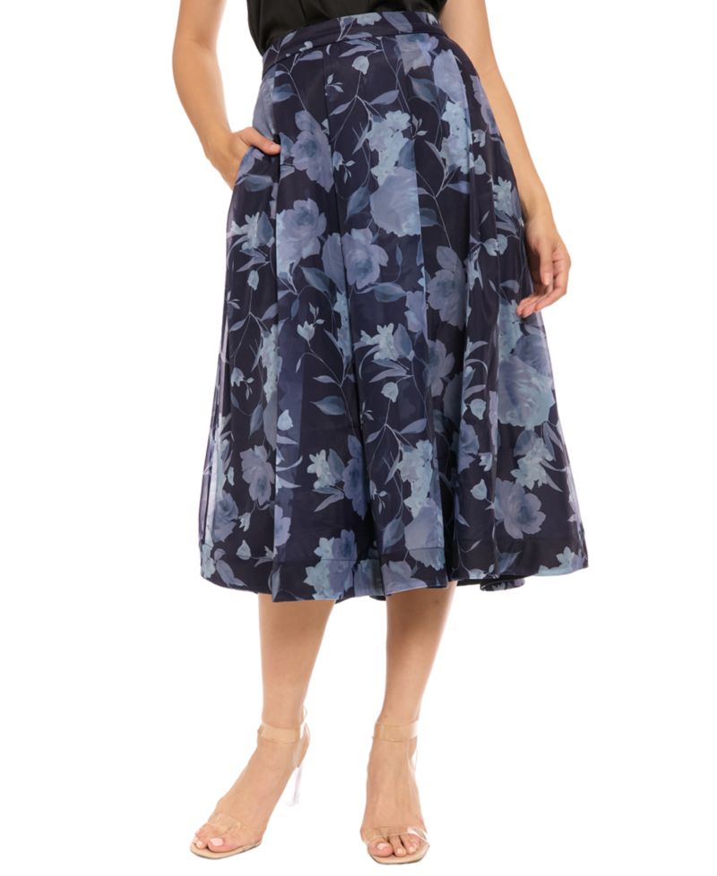 Women's Pleated Printed Midi Skirt