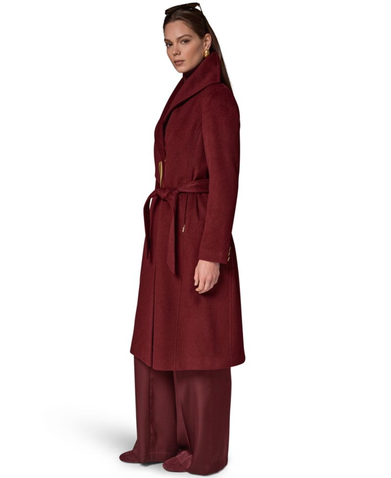 Women's Belted Wrap Wool-Blend Coat