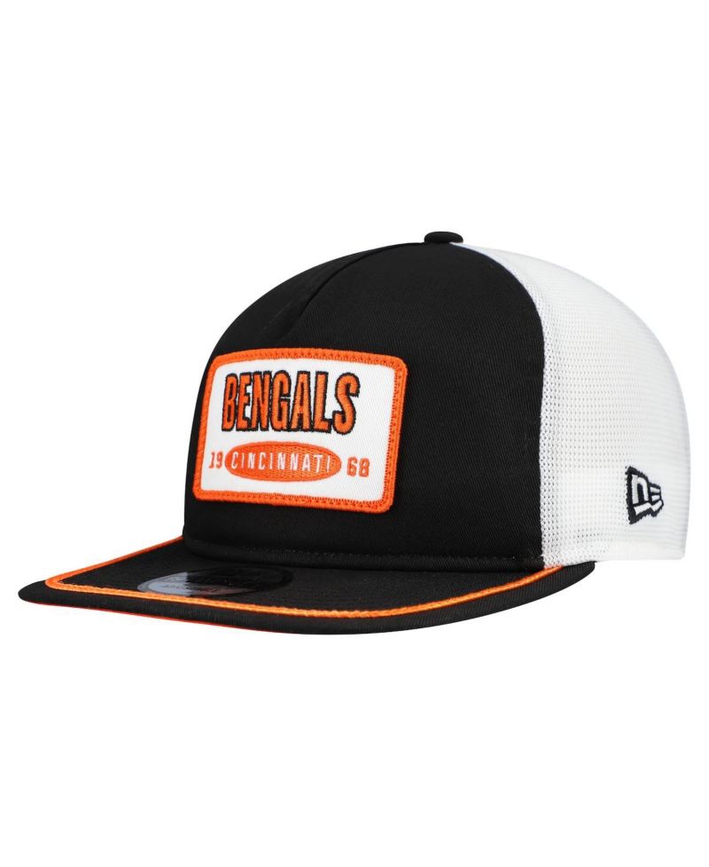 Men's Black/White Cincinnati Bengals Patch 19TWENTY Adjustable Hat
