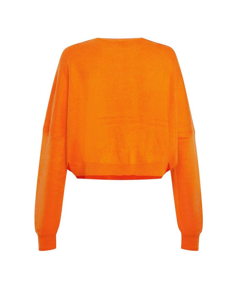 Women's Tennessee Orange Tennessee Volunteers Oversized Cropped Ivy Knit Pullover Sweater