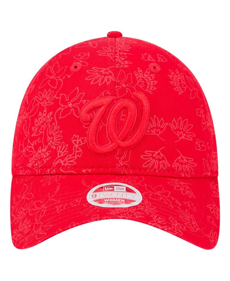 Women's Red Washington Nationals Tonal Floral 9TWENTY Adjustable Hat