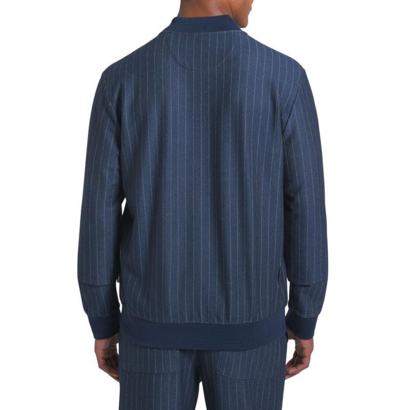 Men's pinstripe zip-up jacket