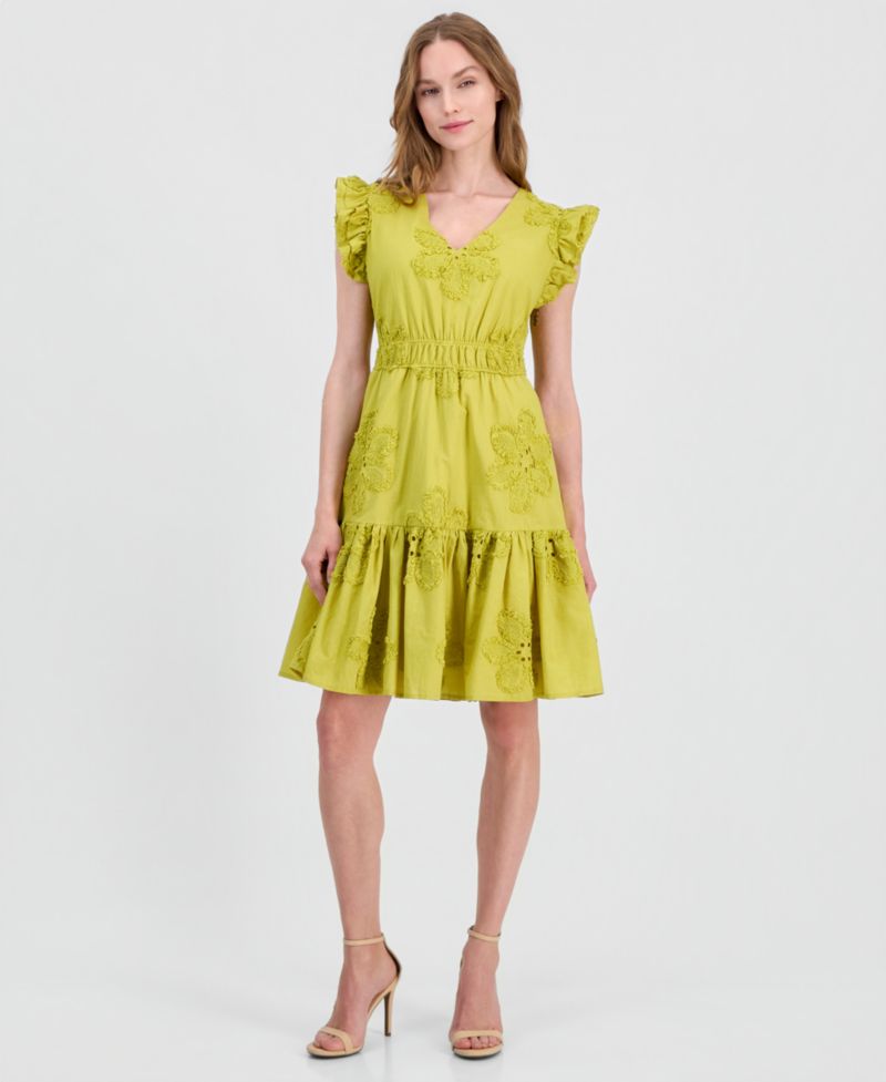 Women's Eyelet Embroidered Cotton A-Line Dress