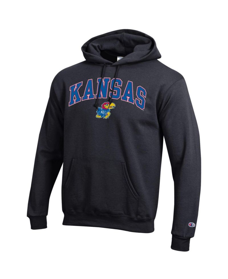 Men's Black Kansas Jayhawks Arch Over Logo Pullover Hoodie