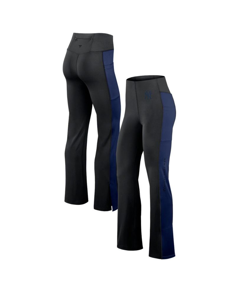Women's Black New York Yankees Studio Fitted Flared Leggings