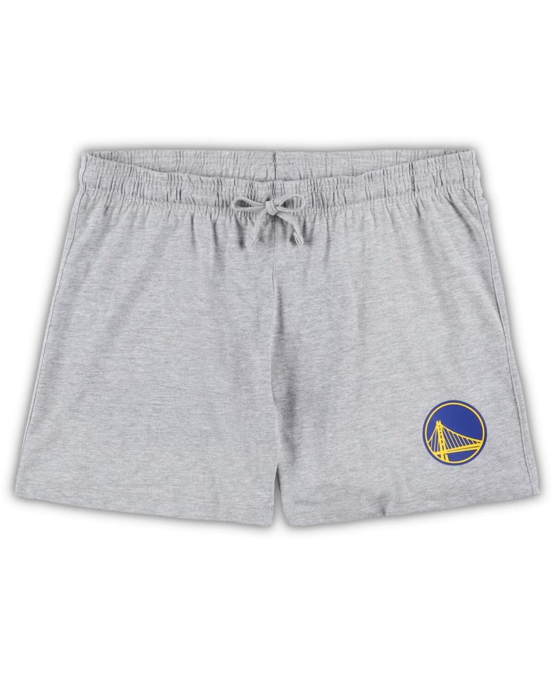 Women's Purple, Heather Gray Los Angeles Lakers Plus Size Long Sleeve T-shirt and Shorts Sleep Set