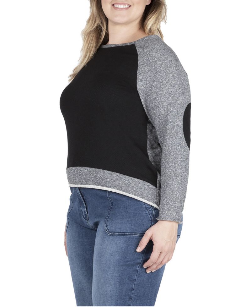 Plus Size Neesa French Terry Raglan Sleeve Crewneck Top