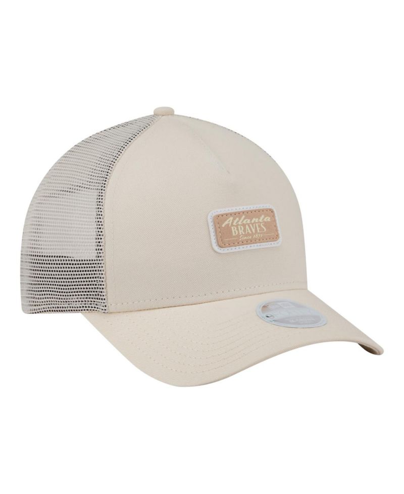 Women's Light Beige Atlanta Braves Tonal Patch 9FORTY M-Crown A-Frame Trucker Adjustable Hat