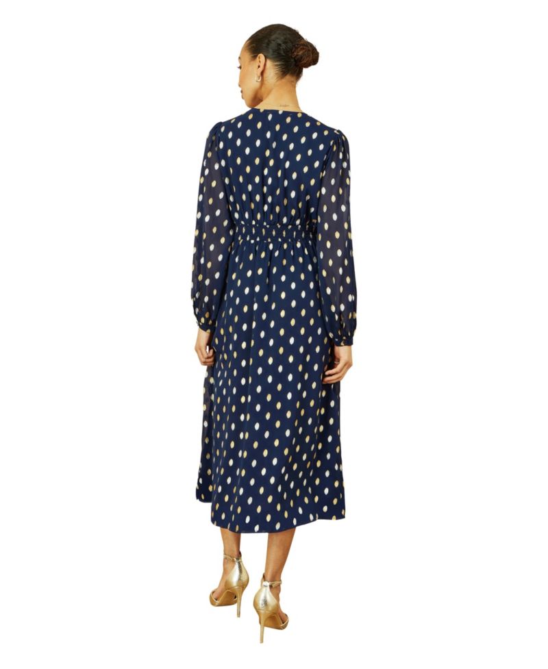 Women's Elegant Foil Print Midi Dress