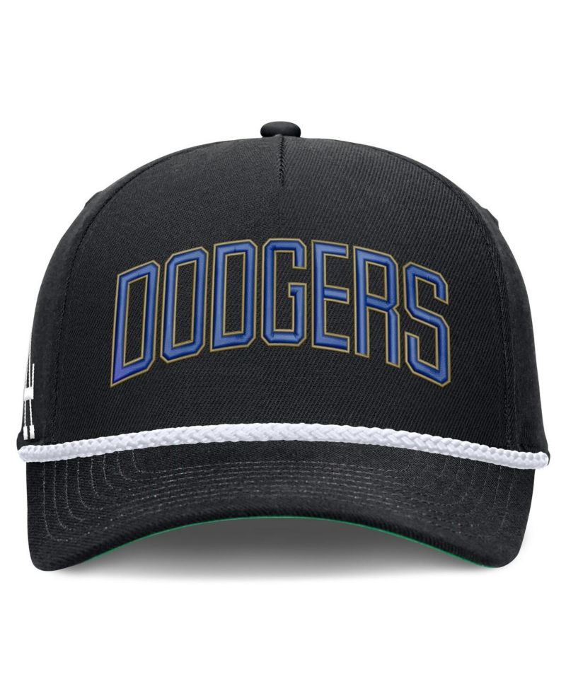 Men's Black Los Angeles Dodgers Cooperstown Collection Rise Adjustable Hat