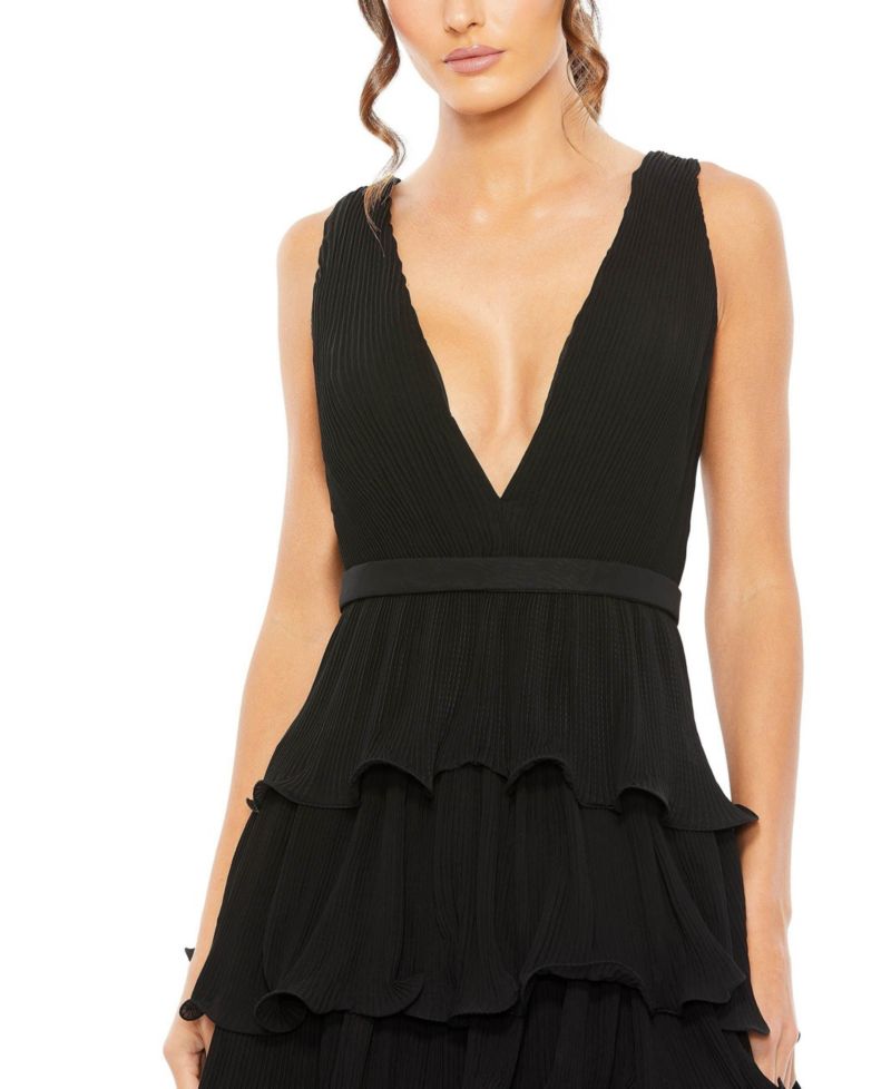Women's Sleeveless Ruffle Tiered Evening Gown