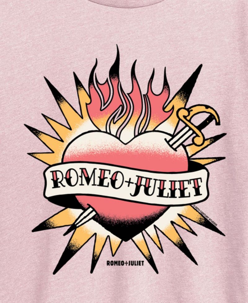 Plus Size William Shakespeare’s Romeo + Juliet Heart Tattoo Graphic T-Shirt