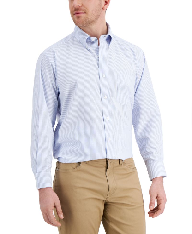 Men's Regular Fit University Stripe Dress Shirt