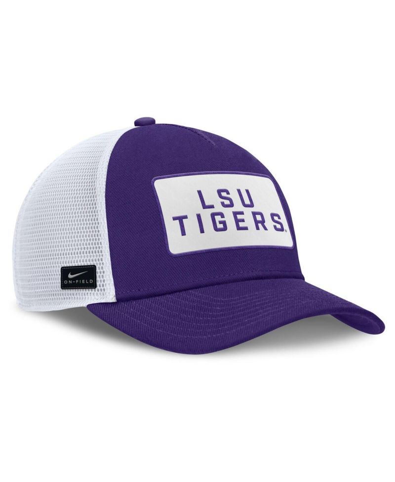 Men's Purple/White LSU Tigers 2025 On-Field Rise Patch Trucker Adjustable Hat