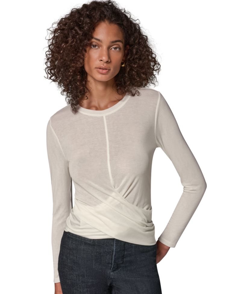 Women's Drape Front Long-Sleeve Top