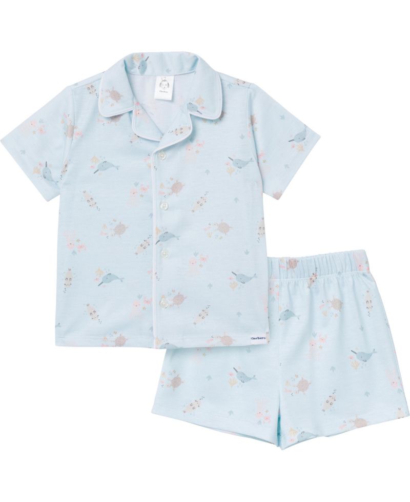 Baby Girls 2-Piece Button Up Pajama Shorts Set