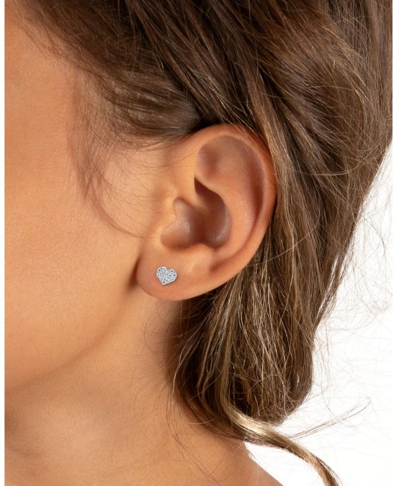 14K Gold Dearest Heart Stud Screw Back Earrings