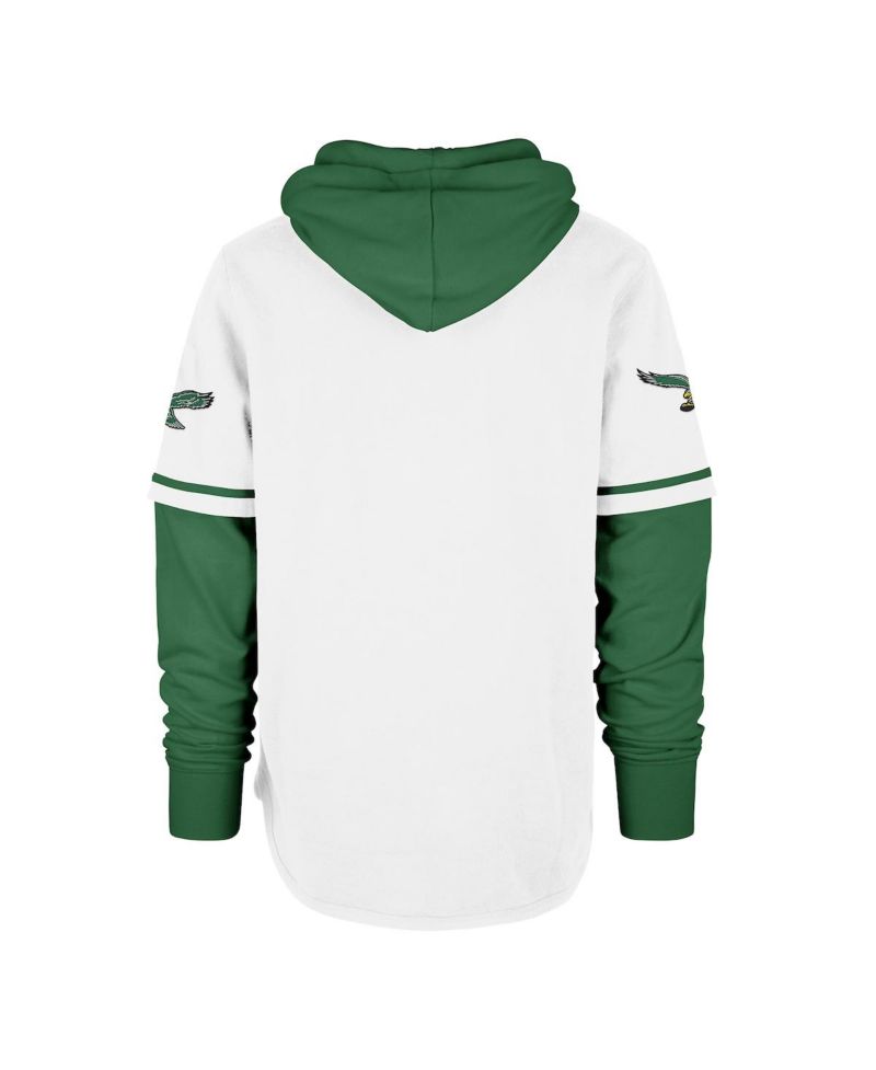 Men's White Philadelphia Eagles Throwback Shortstop Pullover Hoodie