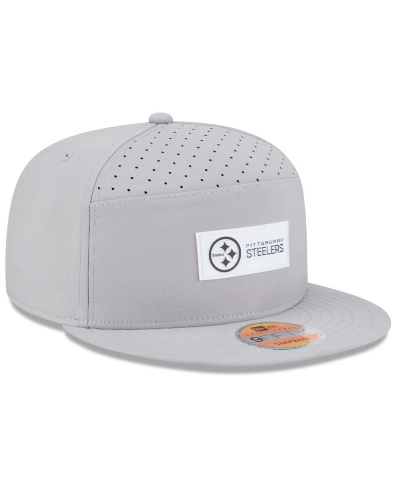 Men's Gray Pittsburgh Steelers 2025 Sideline Split Panel 9FIFTY Snapback Hat