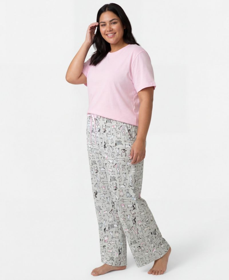 Plus Size Mid-Rise Cotton Pajama Pants