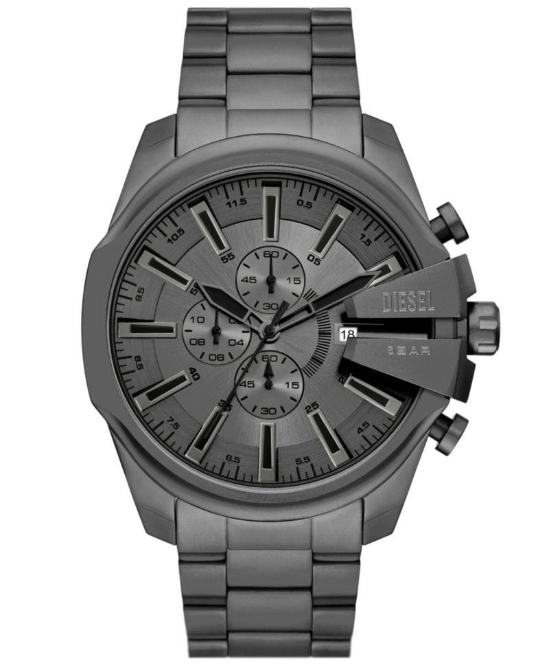 Men's Mega Chief Slim Quartz Chronograph Gray Stainless Steel Watch, 48mm