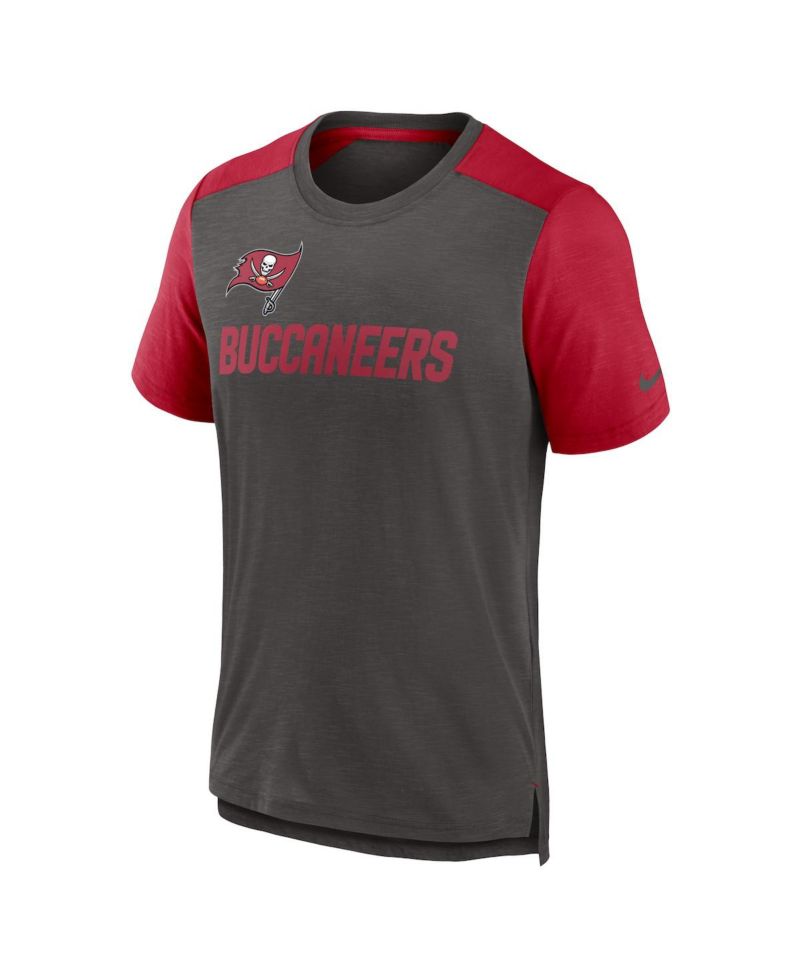 Men's Heathered Pewter/Heathered Red Tampa Bay Buccaneers Color Block Team Name T-Shirt