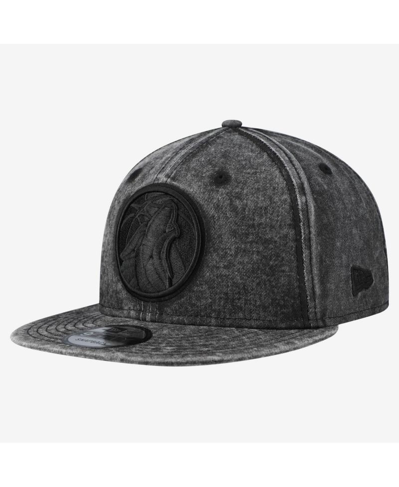Men's Black Minnesota Timberwolves Washed Tonal 9FIFTY Snapback Hat