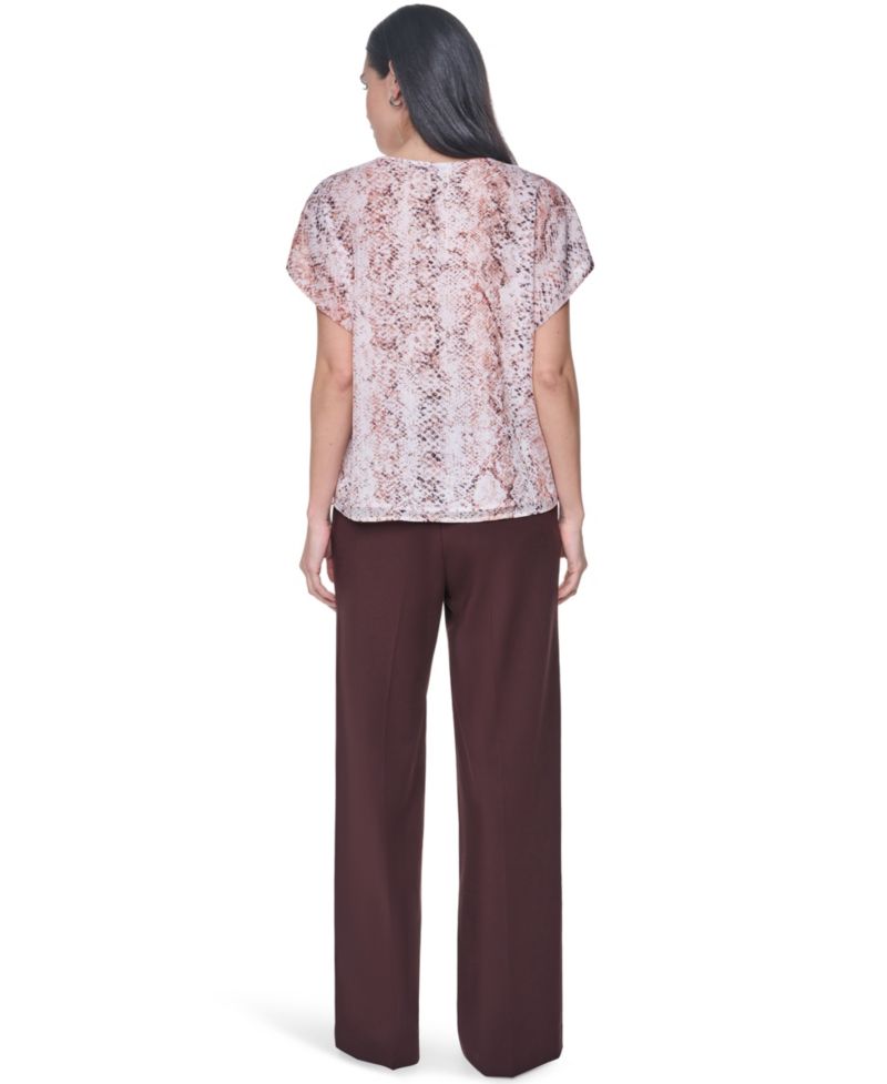 Petite Short-Sleeve V-Neck Blouse