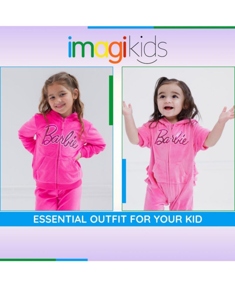 Baby Girls Velour Matching Family Zip Up Hoodie & Pants Outfit Set Adult