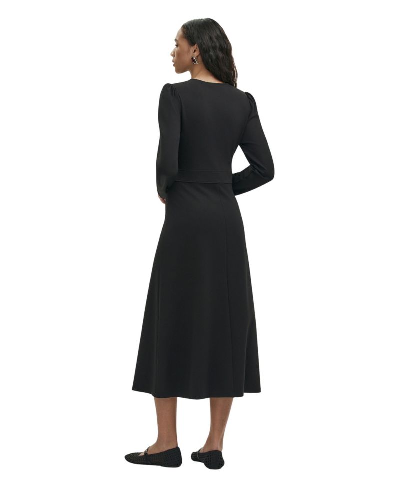 Women's Seraphina Ponte Jersey A-Line V-Neck Long-Sleeve Midi Dress