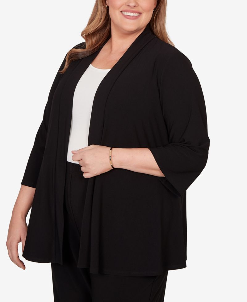 Plus Size Light Open Crepe Cardigan Top
