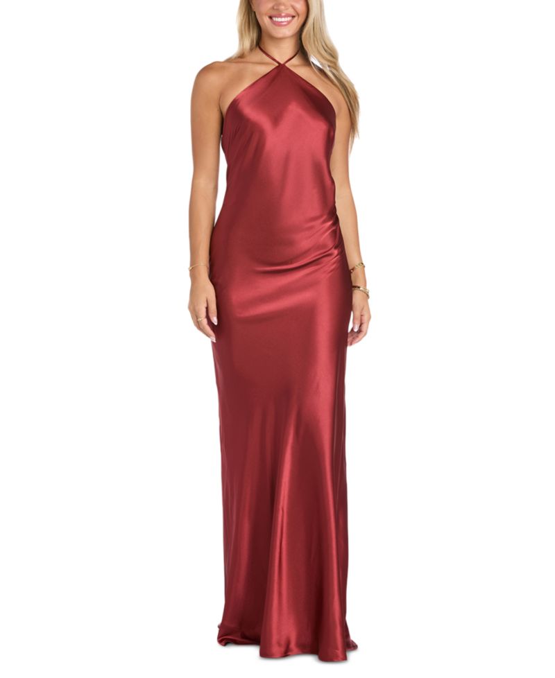 Juniors' Halter Neck Slip-Dress