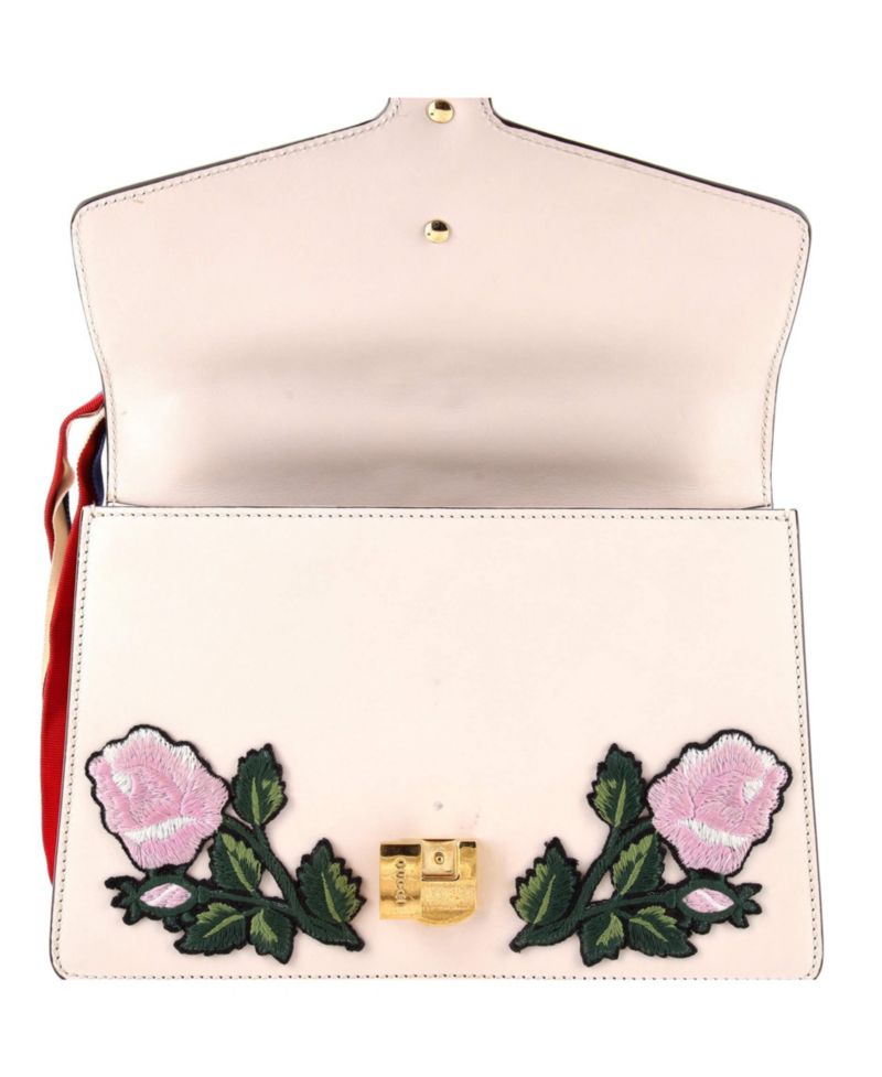 Sylvie Small Embroidered Web Paneling Shoulder Bag