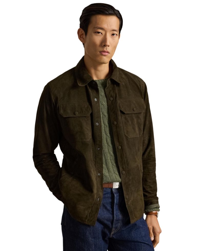 Reversible Suede-Taffeta Shirt Jacket