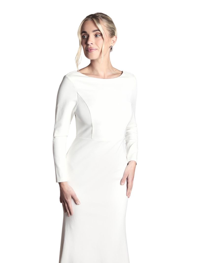 Women's Slash Neck Long-Sleeve Puddle Wedding Dress